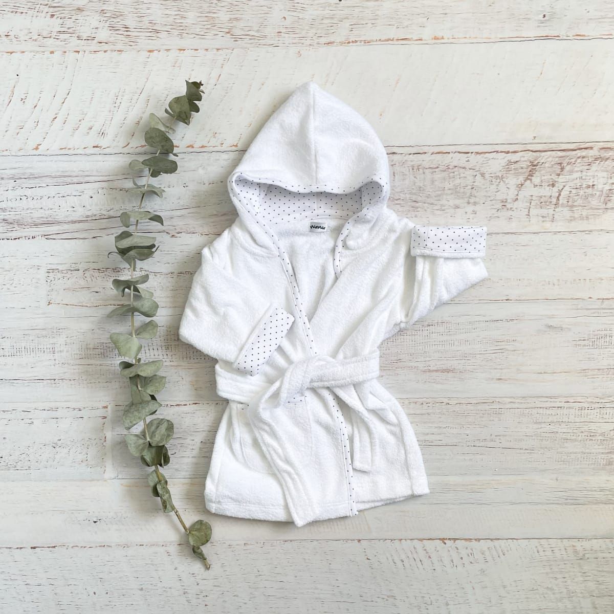 WAWABABY - Bata de Baño Niño Azul Capucha Algodón Pima Wawa Baby 4-12 Años