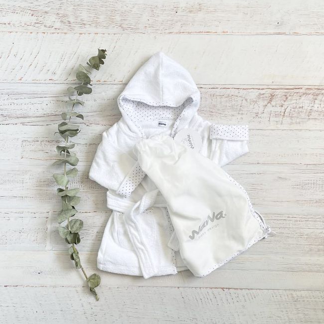 WAWABABY - Bata de Baño Niño Azul Capucha Algodón Pima Wawa Baby 4-12 Años