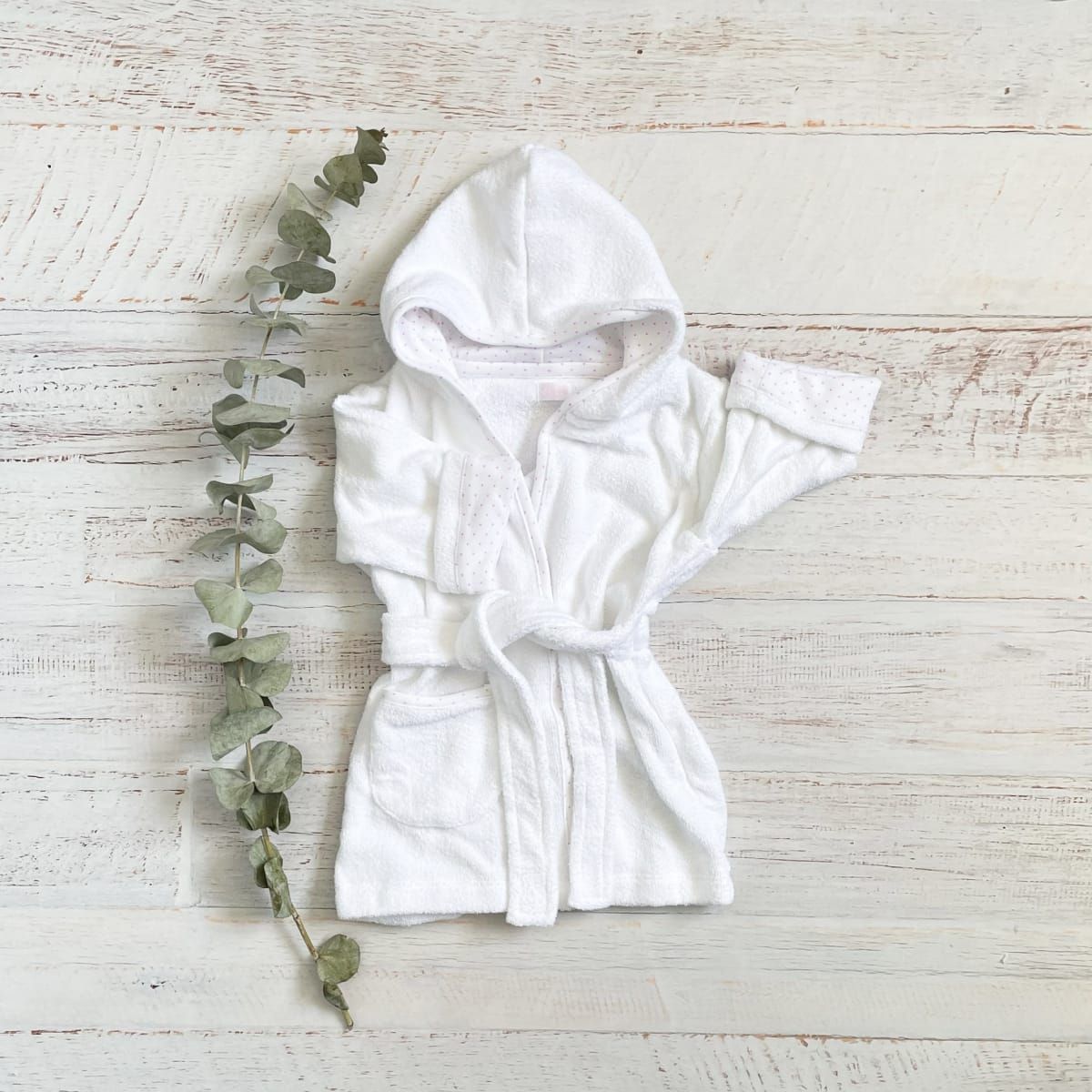 WAWABABY - Bata de Baño Niña Rosa Capucha Algodón Pima Wawa Baby 4-12 Años