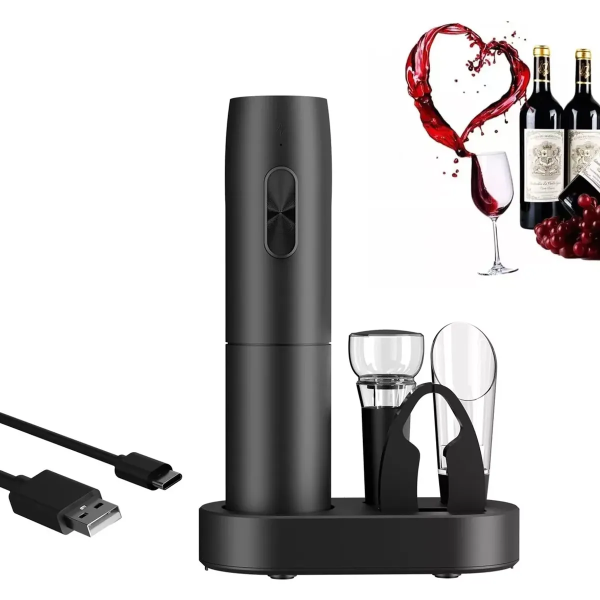 HALMAN - Set Descorchador Vino Eléctrico-Accesorios Regalo