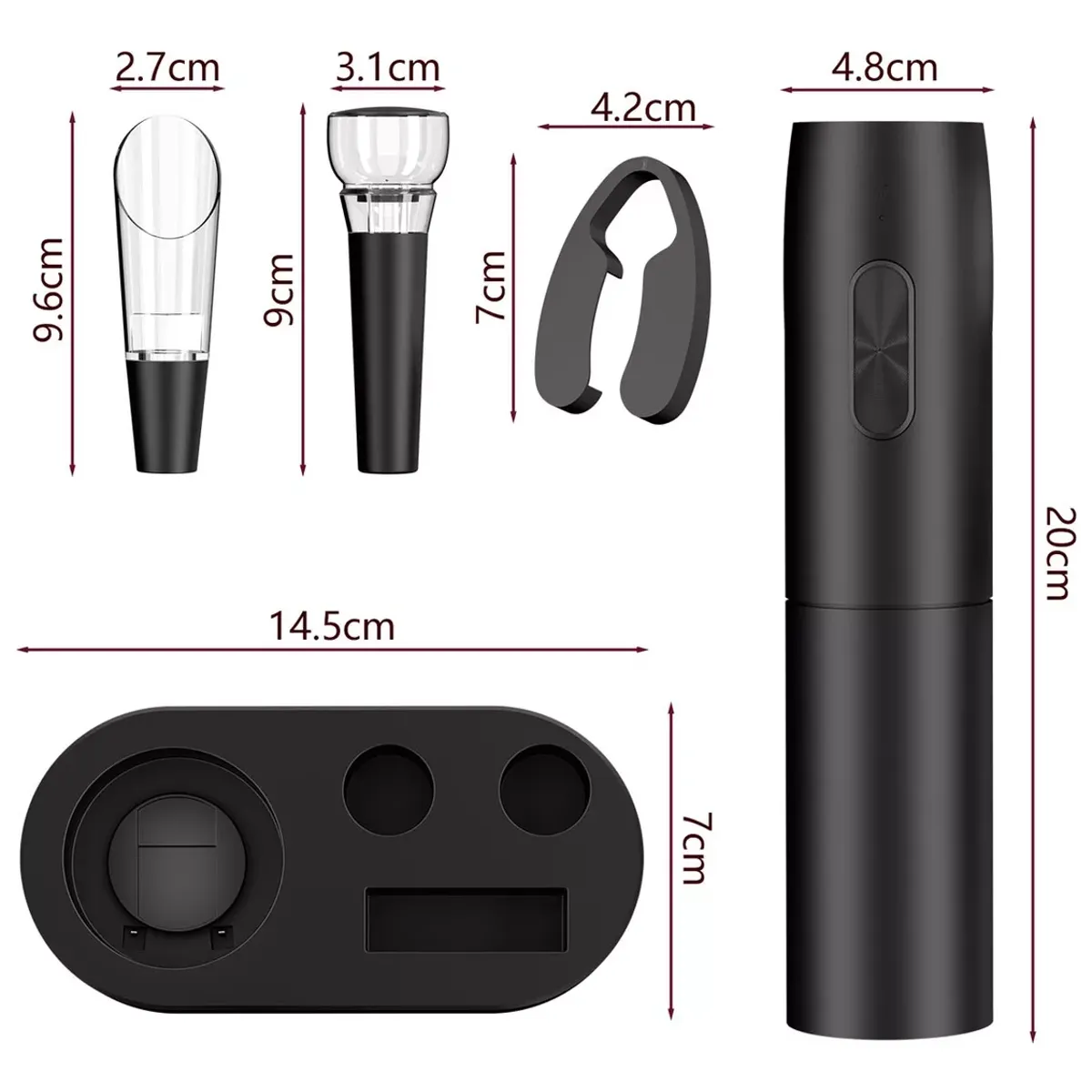 HALMAN - Set Descorchador Vino Eléctrico-Accesorios Regalo