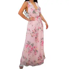 LUNA - Vestido De Gala Fiesta Cocteles Noche Mujer Floreado 2196.-