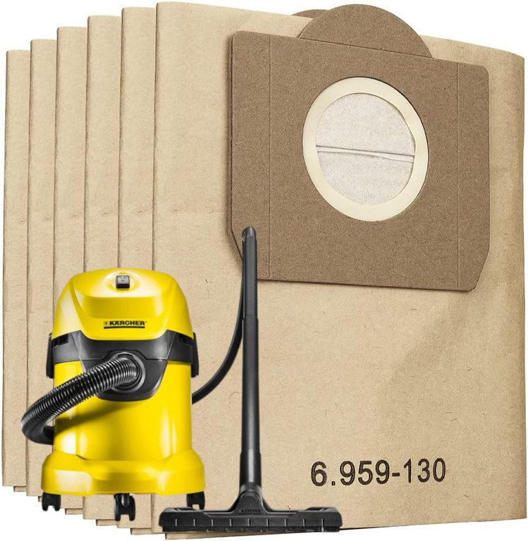 GENERICO Pack 5 Bolsas Papel Aspiradora Karcher WD3