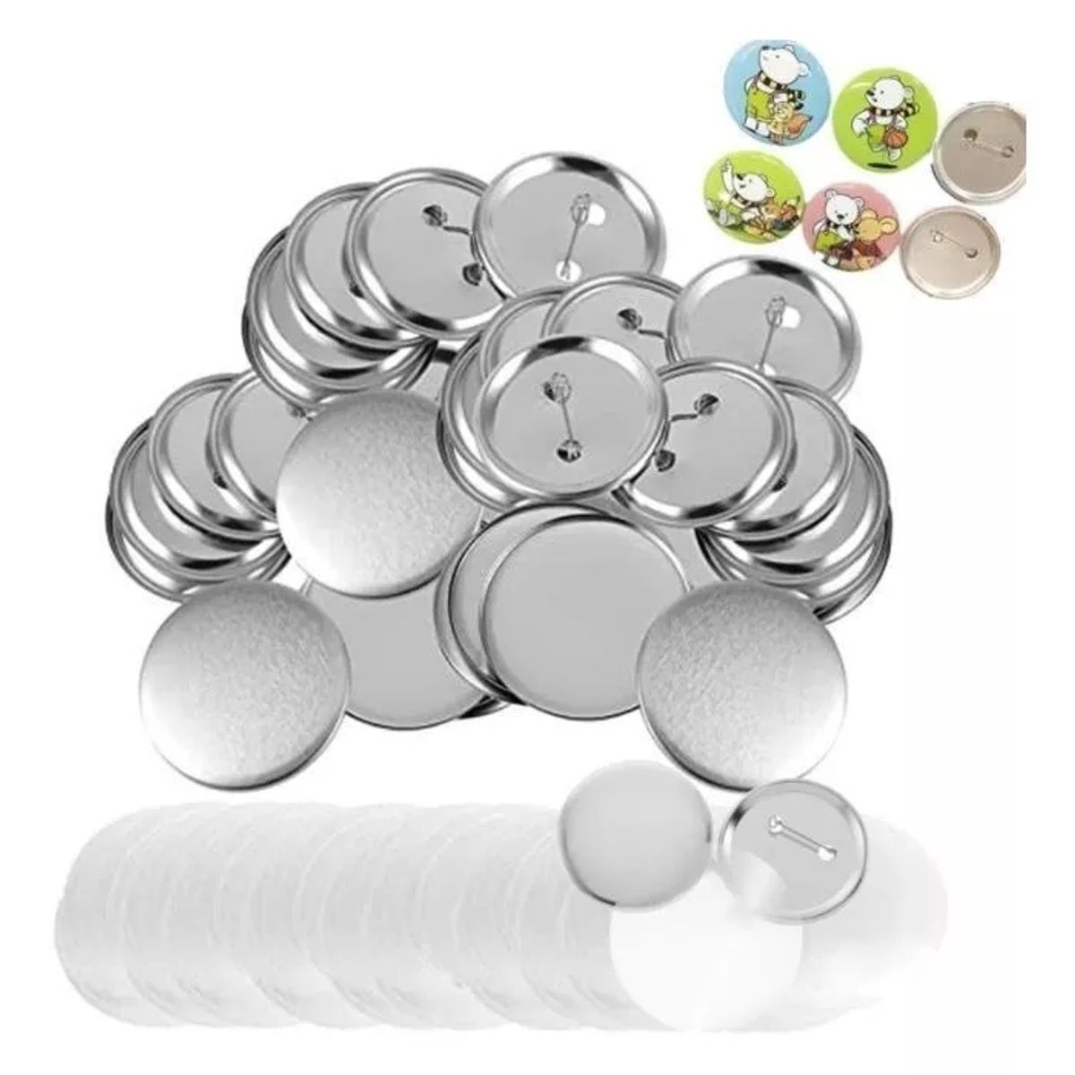 KUANGYE - 100 Chapitas Alfiler Metalicas Base Plástica 58mm (insumo)