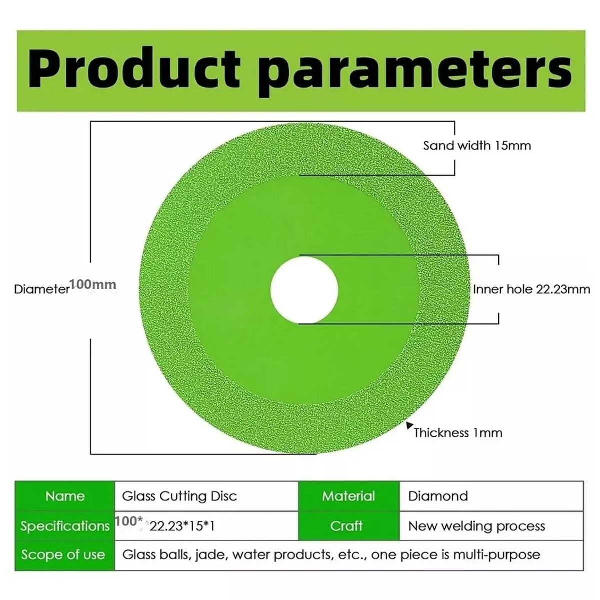 KUANGYE - Disco De Corte De Vidrio De 4 Piezas Para Amoladora Angular