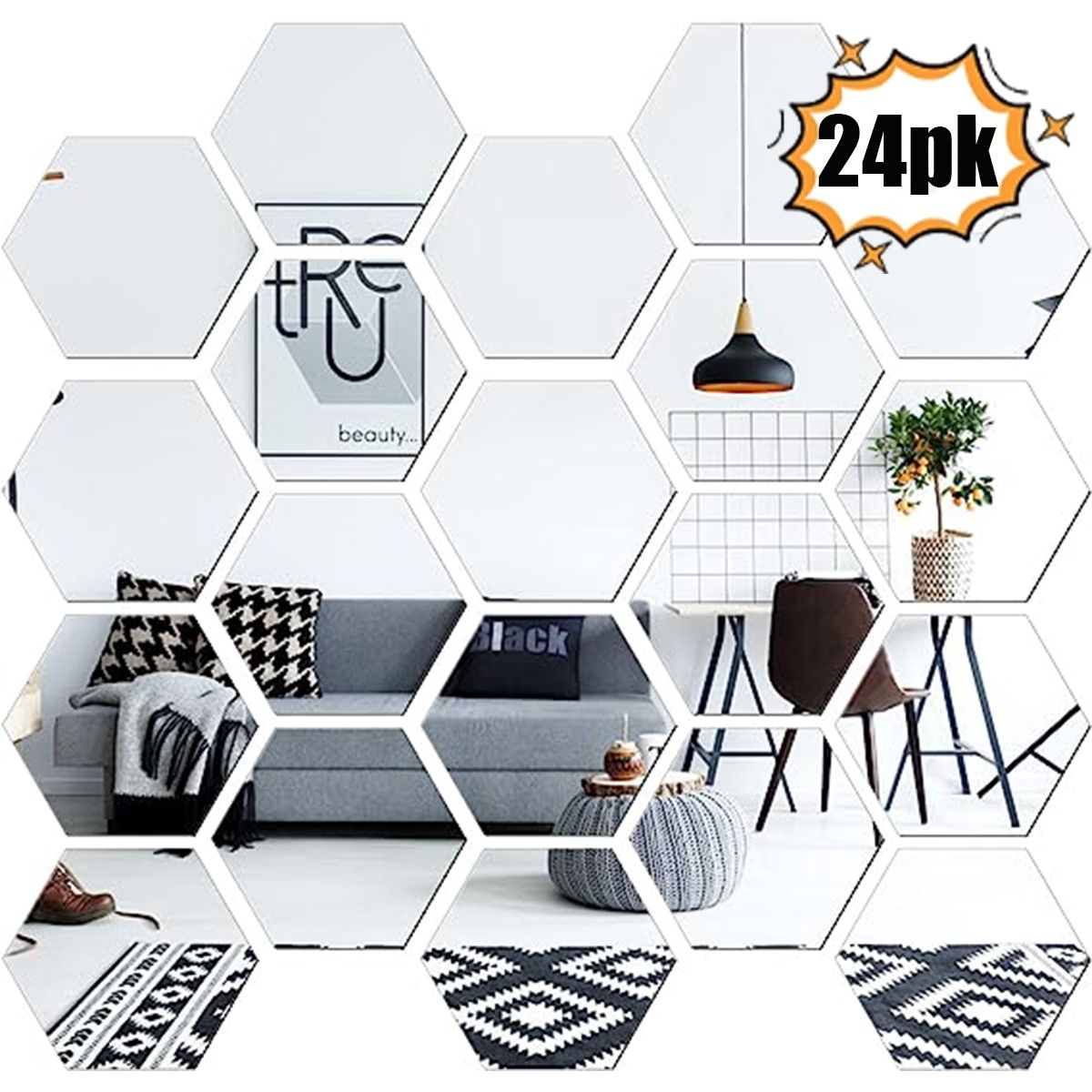 24 Pegatinas Acrílicas Decorativas Para Pared Con Espejo, marca EDWINAYY - Foto Principal