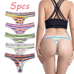 EDWINAYY - Pack 5 Sexy Colaless Tanga Algodon Mujer Cómodo Y Suave