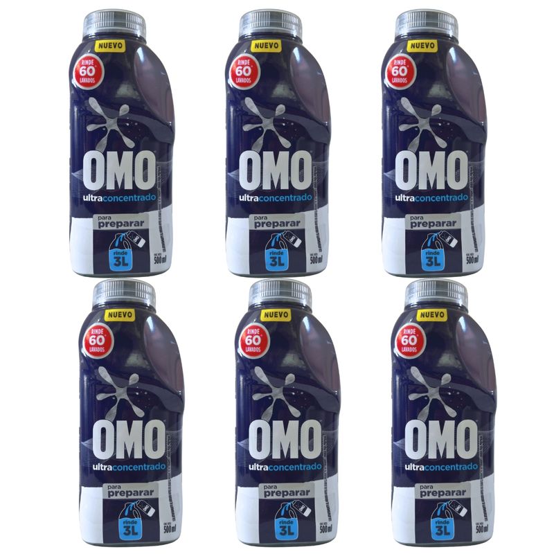 OMO - DETERGENTE OMO ULTRACONCENTRADO PACK 6 UNIDADES  500 ML RINDE 3 LTS