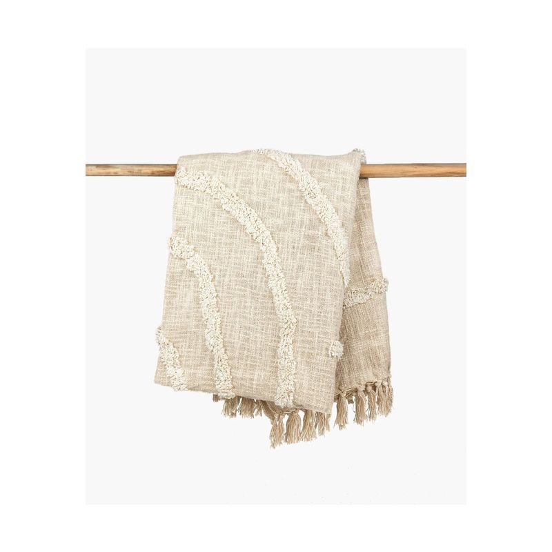 LOUNGE - Manta Mujer Algodón Semi Círculo Beige