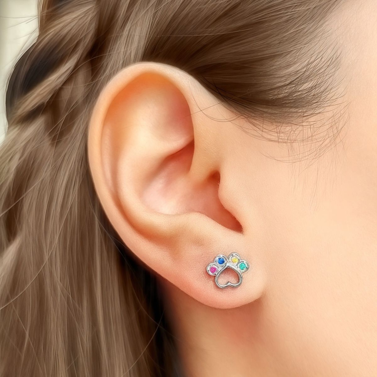 COGGIOLA - Aros Huella Perro Circones Colores Plata Fina 925