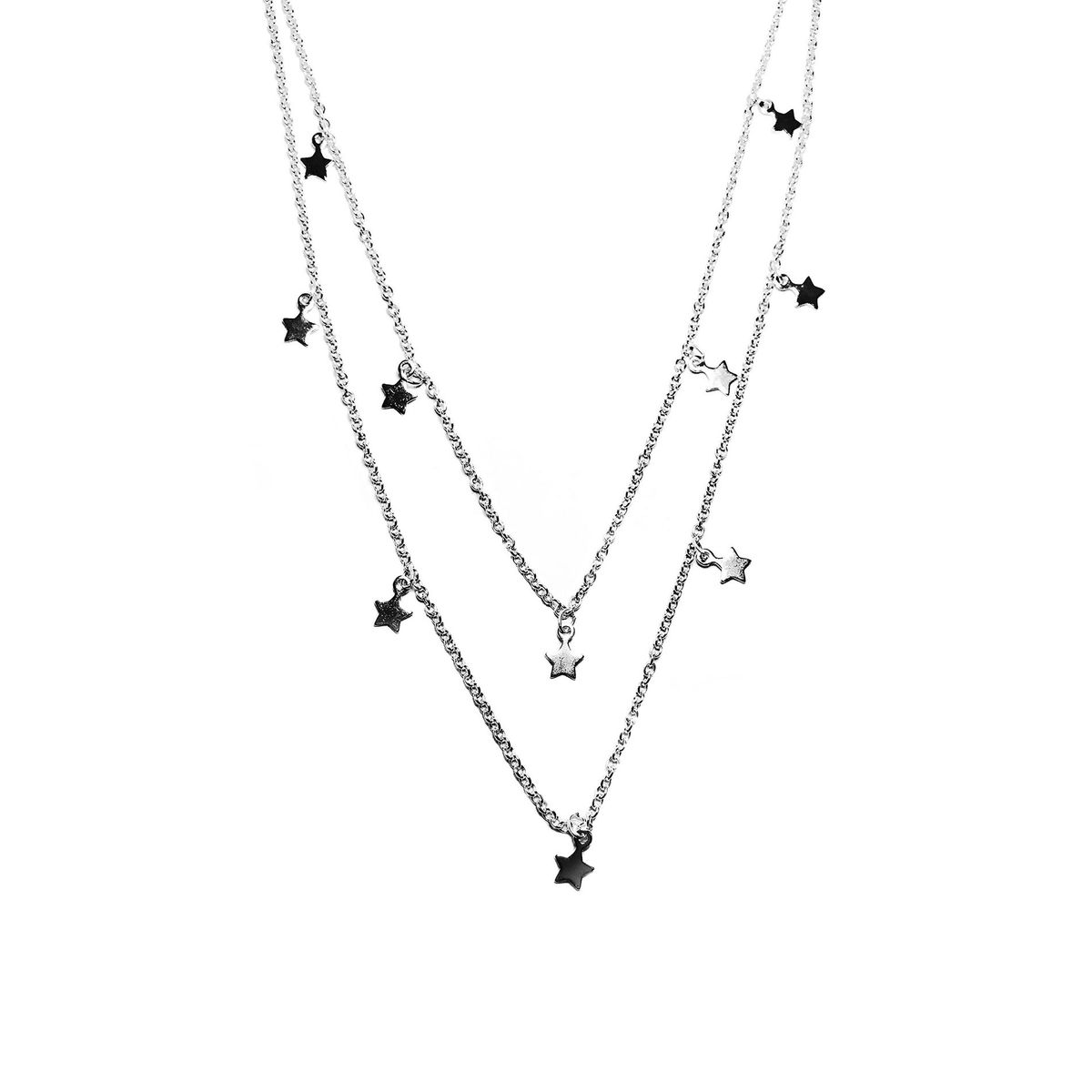 ANDREA COGGIOLA JOYAS - Collar Estrellas Doble Plata Fina 925
