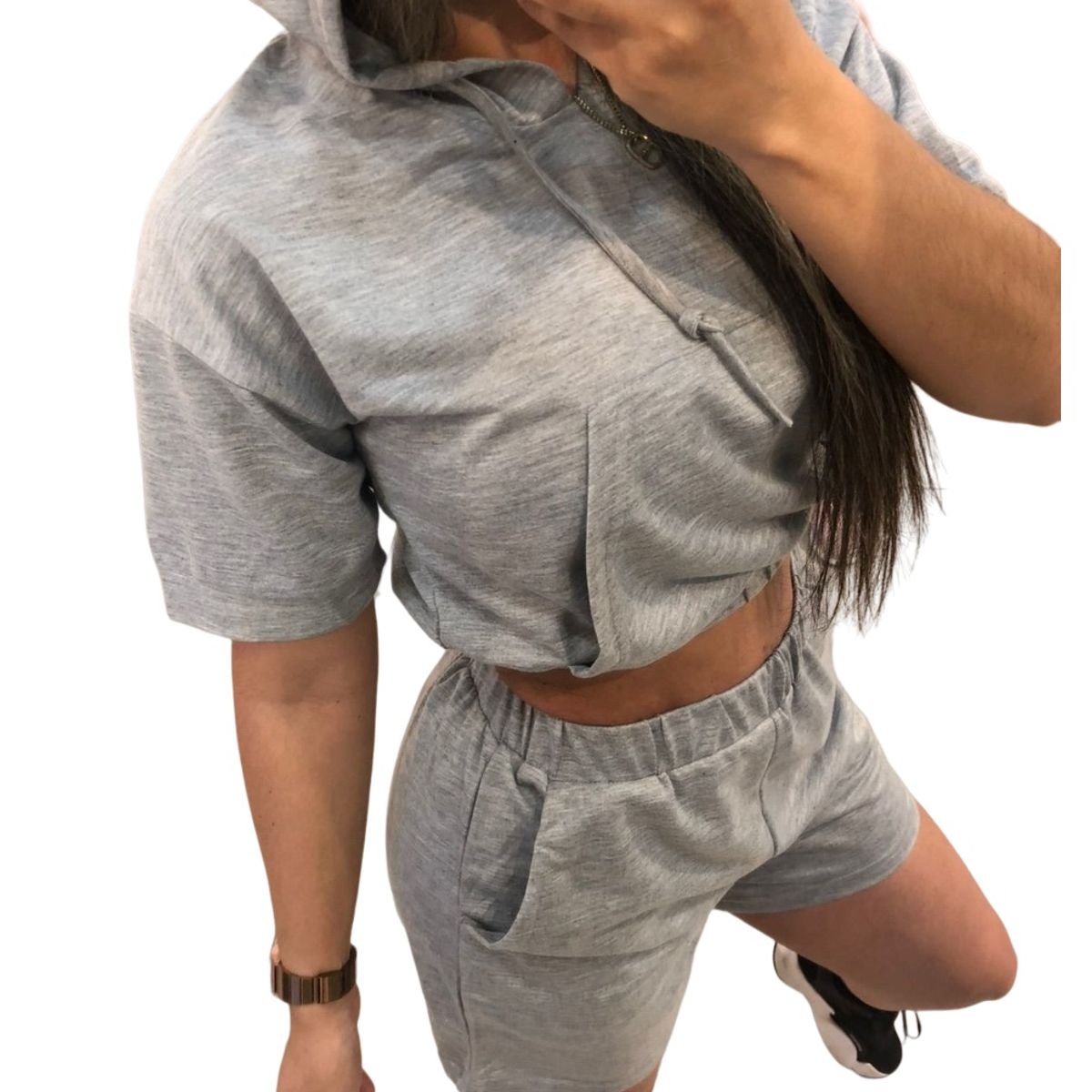 GARSIL - Conjunto Deportivo Casual Para Mujer Poleron Manga Corta Y Short