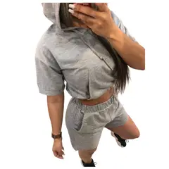 GARSIL - Conjunto Deportivo Casual Para Mujer Poleron Manga Corta Y Short