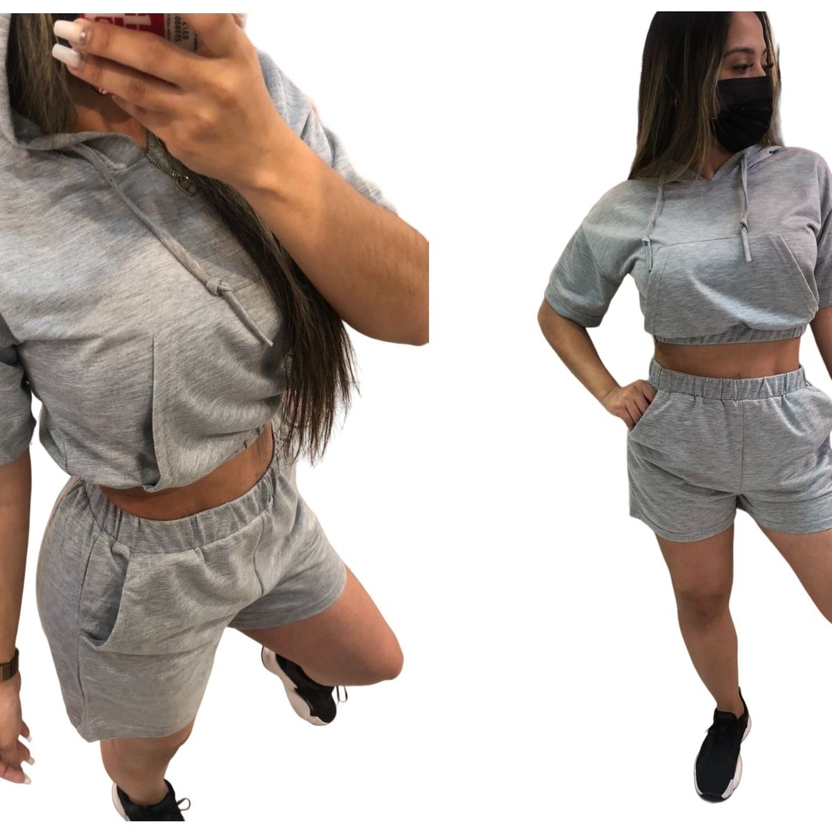 GARSIL - Conjunto Deportivo Casual Para Mujer Poleron Manga Corta Y Short