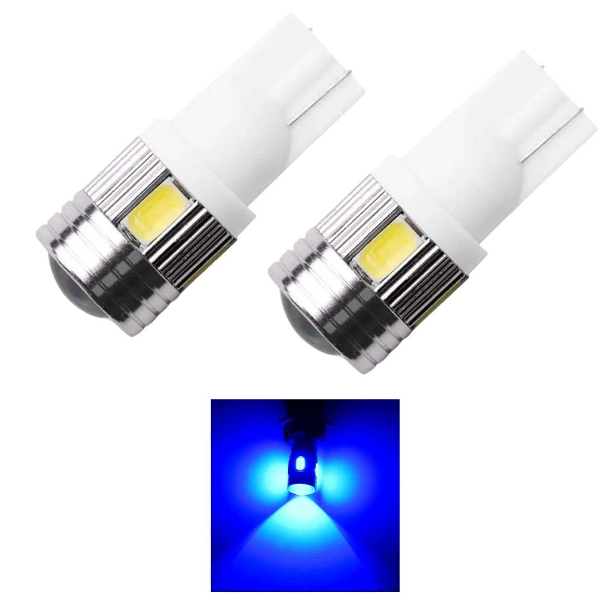 GENERICO - X2 Ampolletas Led T10 AZUL Cola De Pescado Karvas