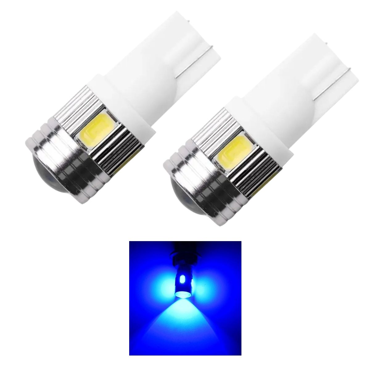 GENERICO - X2 Ampolletas Led T10 AZUL Cola De Pescado Karvas