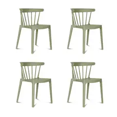 ASIMETRIKA - Set 4 Silla Polipropileno Saloon Verde Musgo