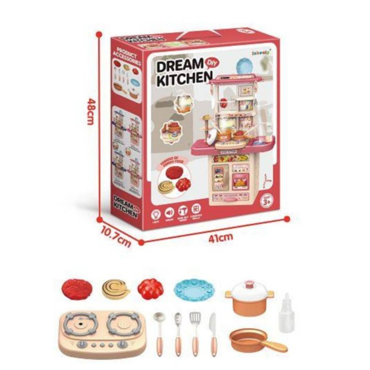 GENERICO - Cocina De Juguete Con Vapor Accesorios Estilo Moderno Rosa