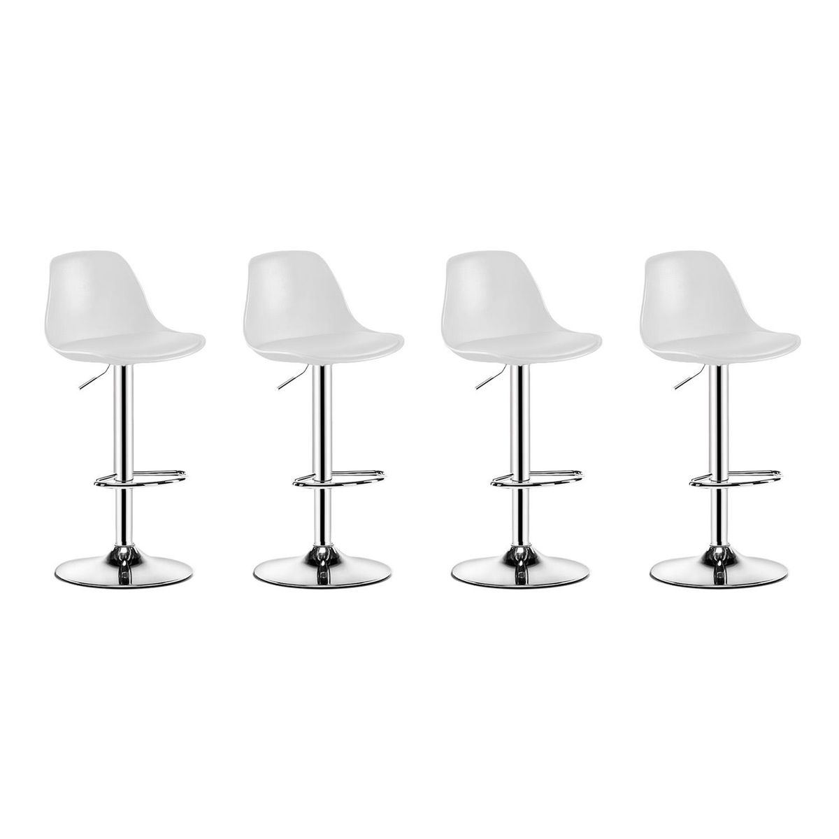 GLOBAL LATIN GROUP - Pack 4 Silla Piso bar Eame de Altura Regulable con Respaldo - Blanco