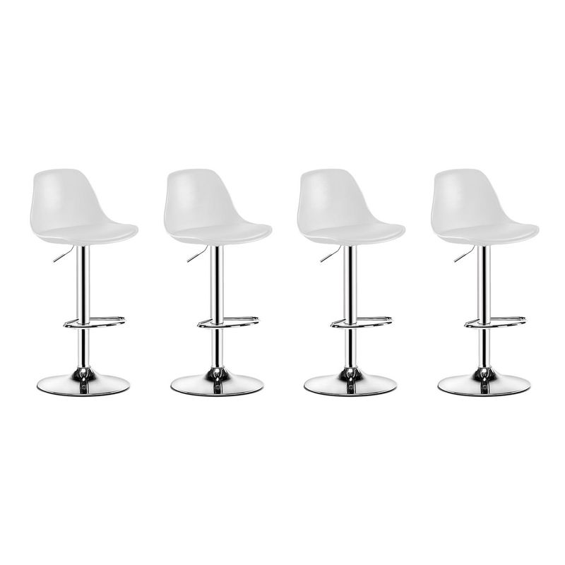 GLOBAL LATIN GROUP - Pack 4 Silla Piso bar Eame de Altura Regulable con Respaldo - Blanco