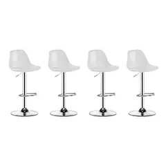 GLOBAL LATIN GROUP - Pack 4 Silla Piso bar Eame de Altura Regulable con Respaldo - Blanco