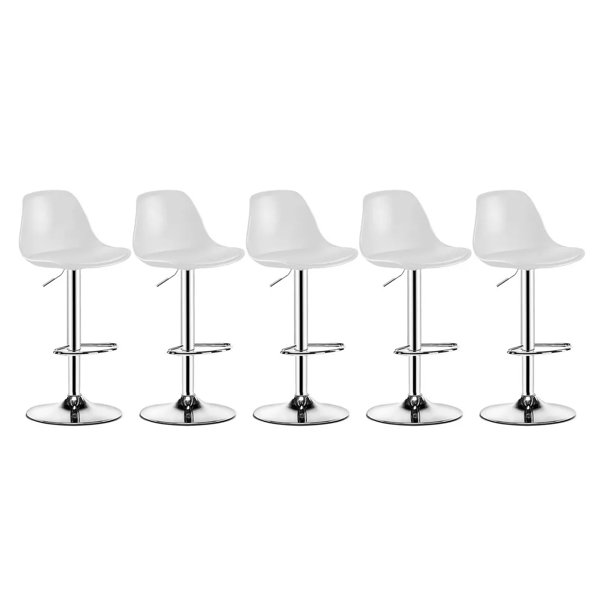 GLOBAL LATIN GROUP - Pack 5 Silla Piso bar Eame de Altura Regulable con Respaldo - Blanco