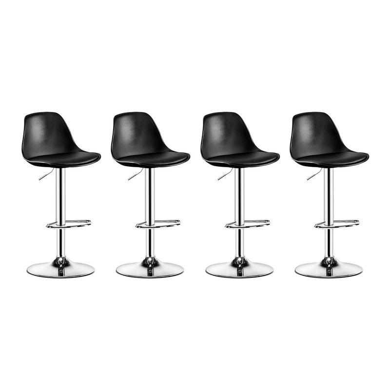 GLOBAL LATIN GROUP - Pack 4 Silla Piso bar Eame de Altura Regulable con Respaldo - Negro