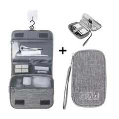 GENERICO - PACK VIAJERO BOLSO NECESER DE BAÑO ESTUCHE PORTA CABLE IMPERMEABLE
