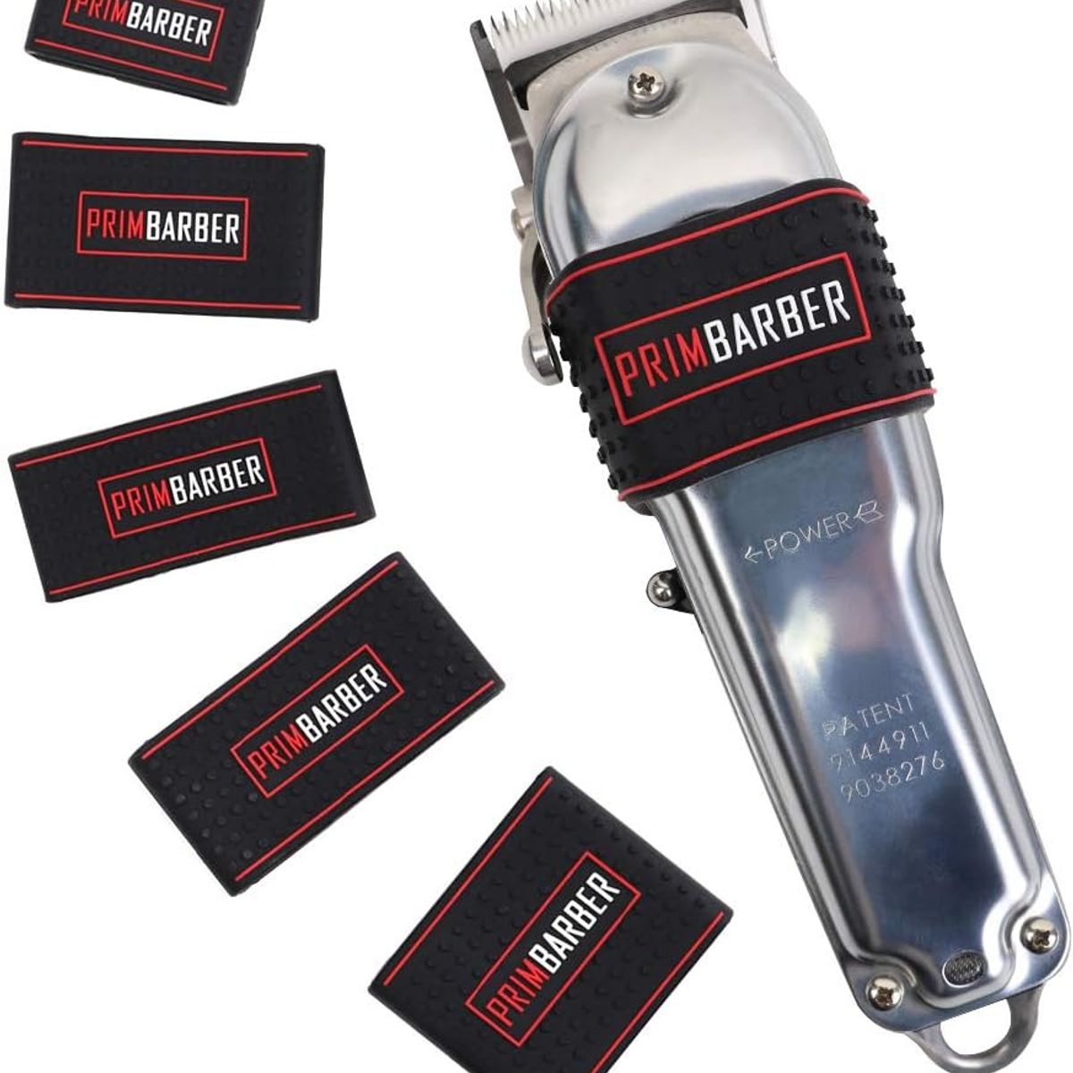 GENERICO - SET 5 GOMAS ANTIDESLIZANTE DE MAQUINAPRIMBARBER NEGRO/ROJO