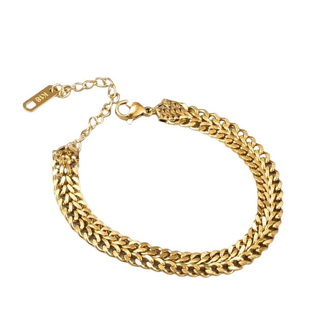 LUXURYJOYAS - Pulsera Mujer Ajustable Tejido Grueso Baño Oro 18kt2