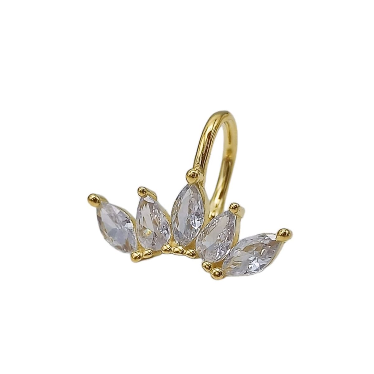 ELBAULDEJUMA - Pendiente earcuff corona plata fina S925 chapados En Oro 18k