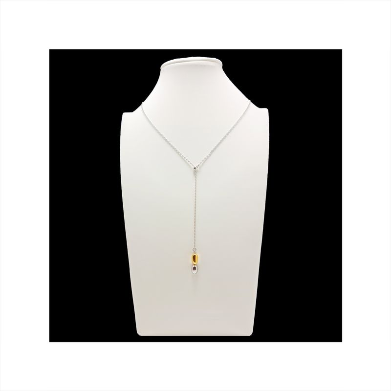 GENERICO - Colgante Largo Gota Plateado-Dorado Graduable Color Plateado