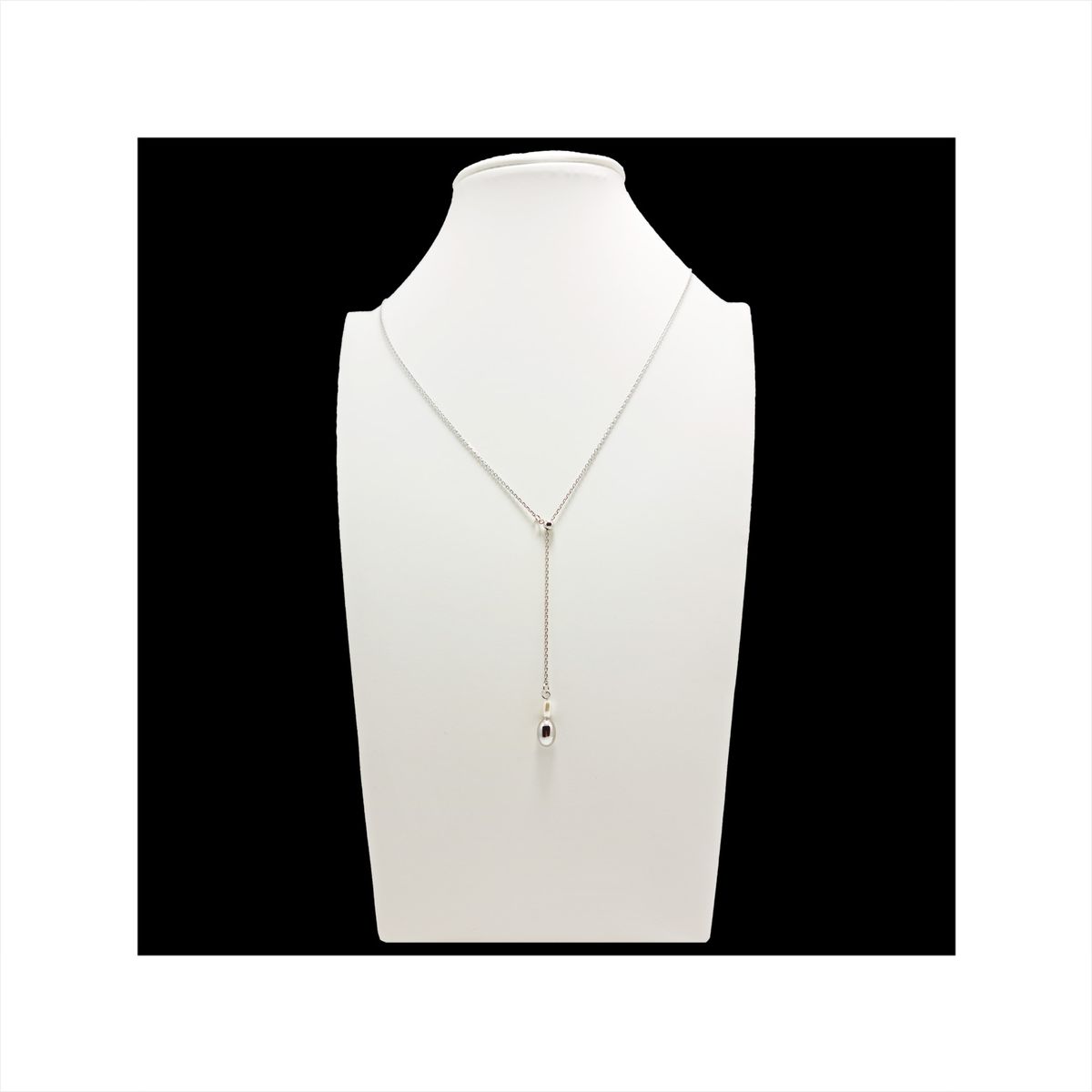 GENERICO - Colgante Largo Gota Y Perla Graduable  Color Plateado