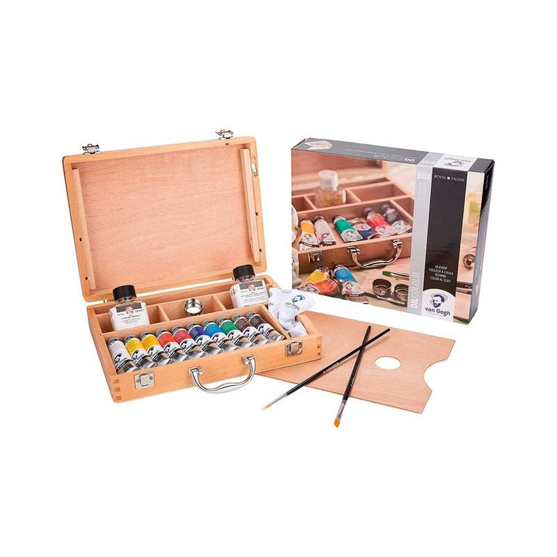 VAN GOGH - Set de Óleos Van Gogh Caja Madera 10 Colores + Accesorios