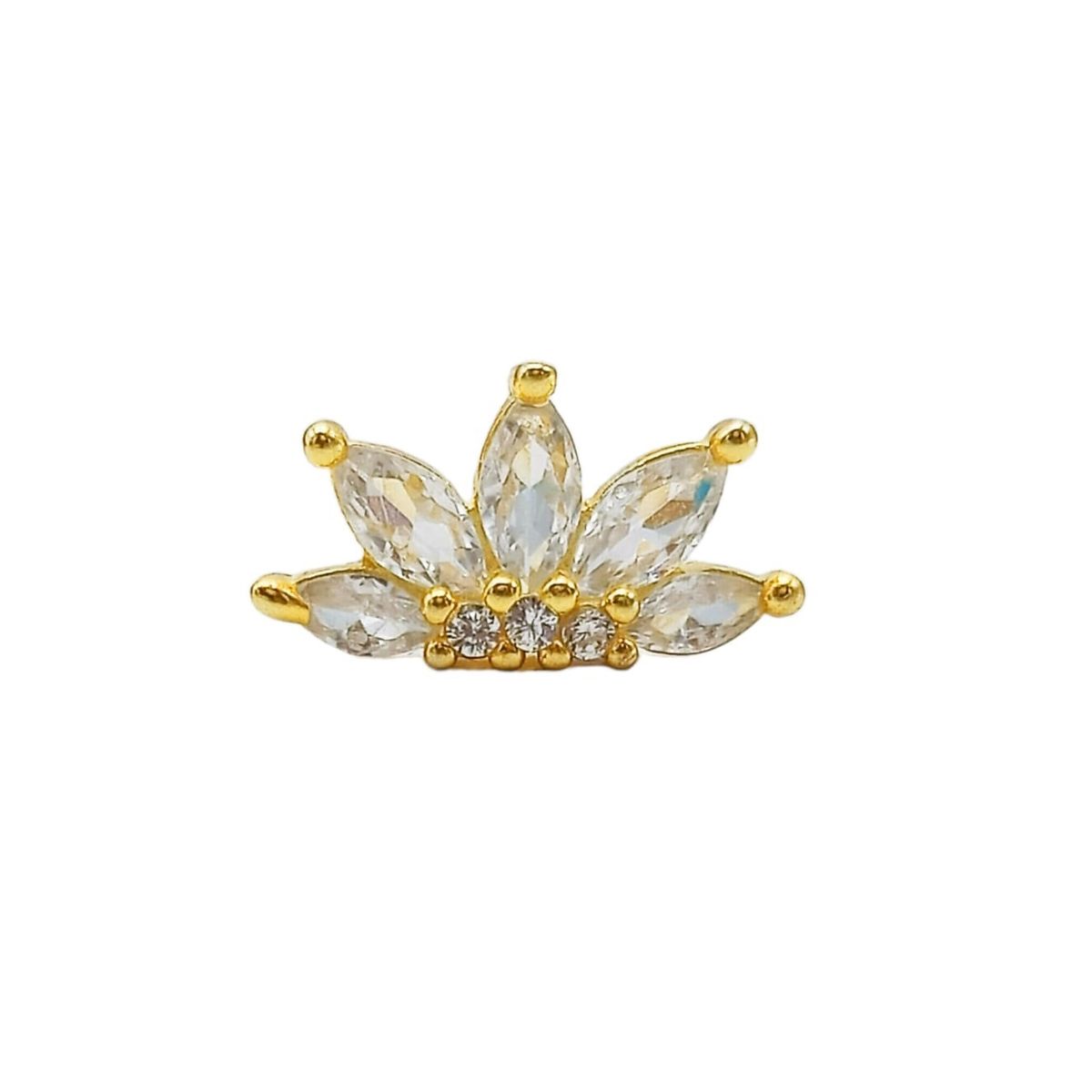 ELBAULDEJUMA - Aros Corona Piercing Helix Flat Plata 925 Chapada En Oro 18k.-
