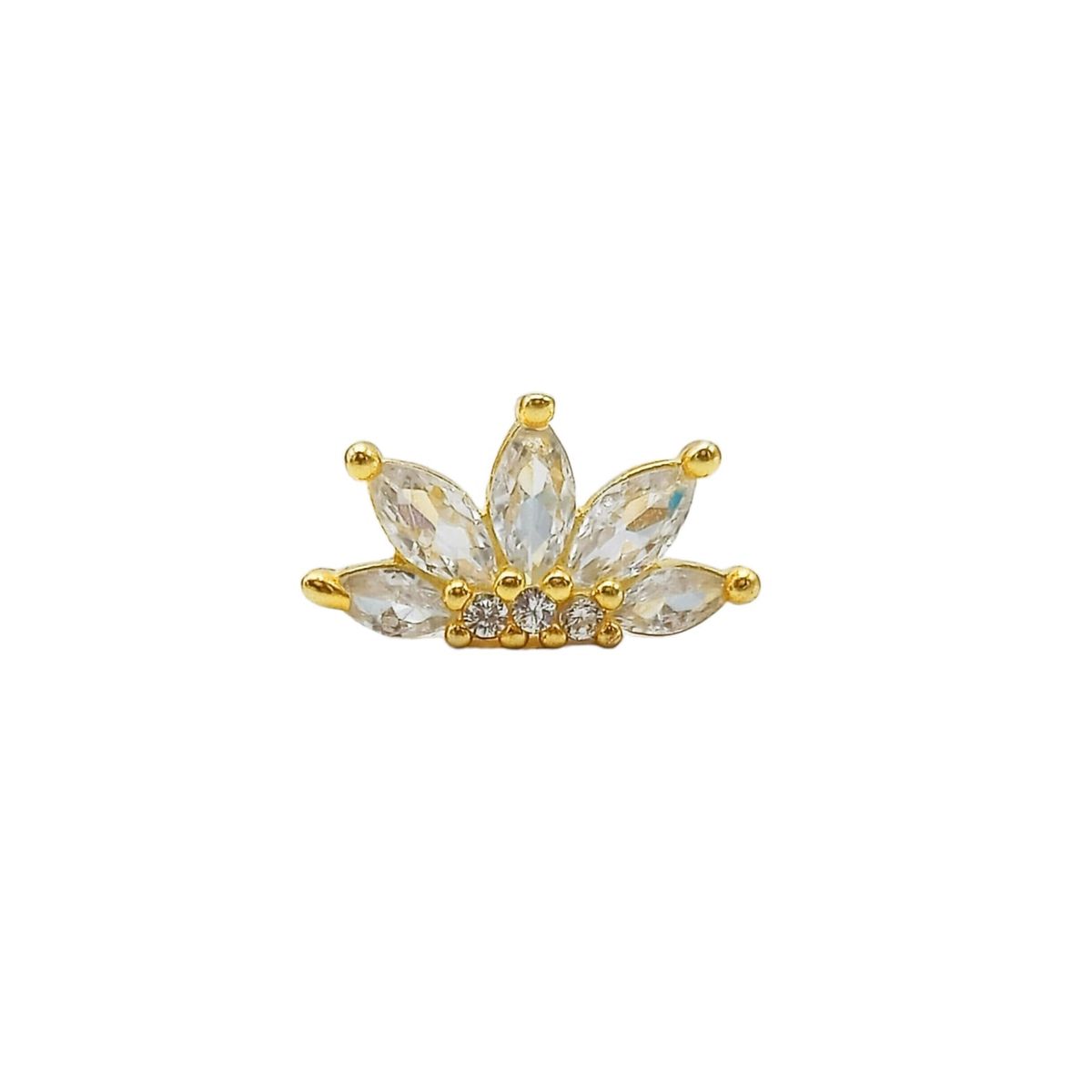 ELBAULDEJUMA - Aros Corona Piercing Helix Flat Plata 925 Chapada En Oro 18k.-