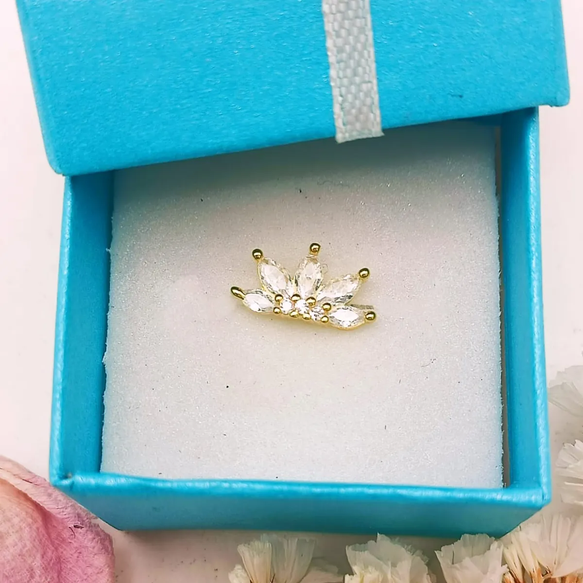 ELBAULDEJUMA - Aros Corona Piercing Helix Flat Plata 925 Chapada En Oro 18k.-