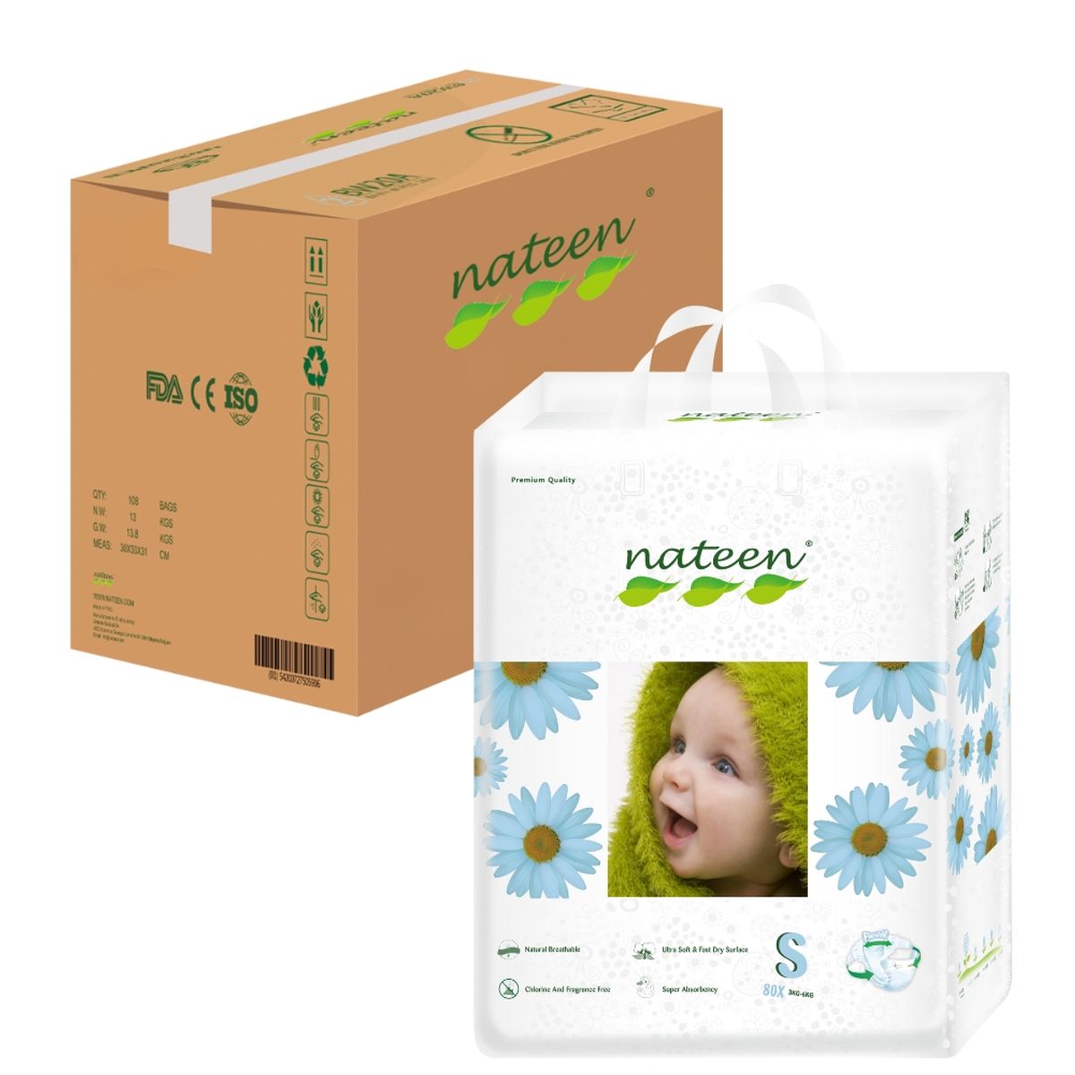 NATEEN - Pañal Ecológico Nateen S - 160 unidades