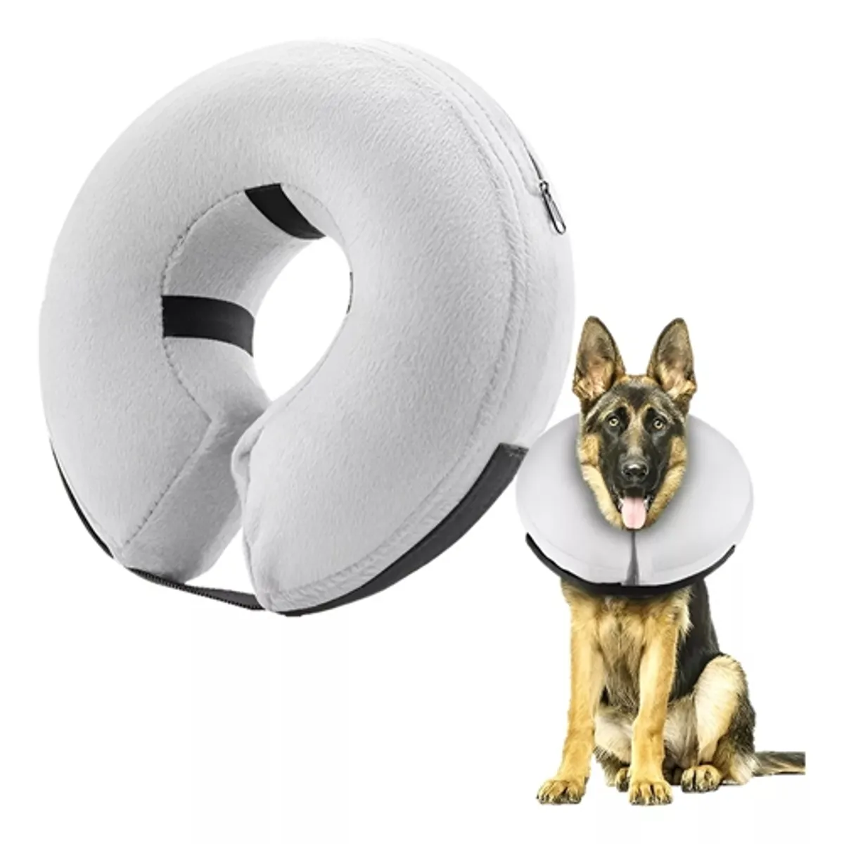 GENERICO - Collar Isabelino Inflable Perro Gatos Collar Xl Mascota Gris