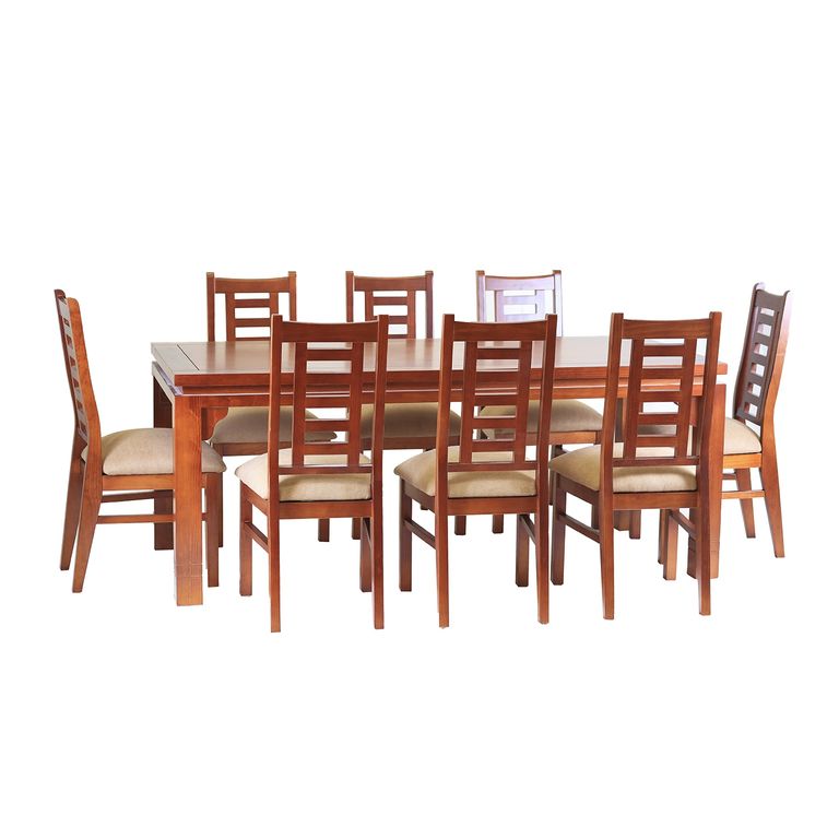 Comedor Nacional Leyda 8 sillas Color Rauli Tapiz Canela