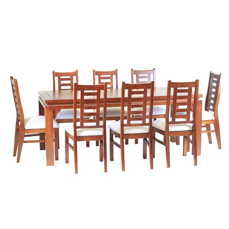 Comedor Nacional Leyda 8 sillas Color Rauli Tapiz Crudo