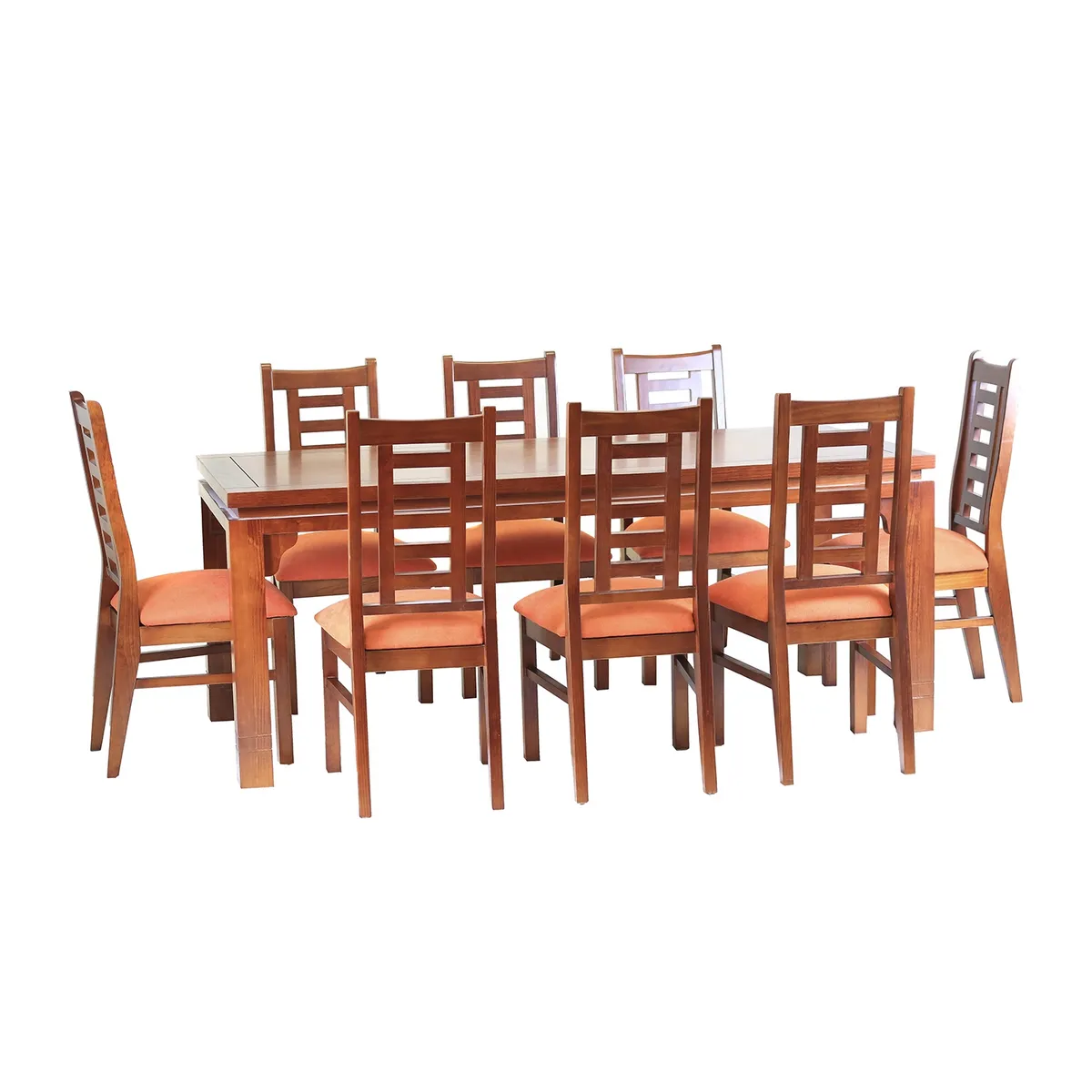MUEBLES AMERICA - Comedor Nacional Leyda 8 sillas Color Raulí Tapiz Naranjo