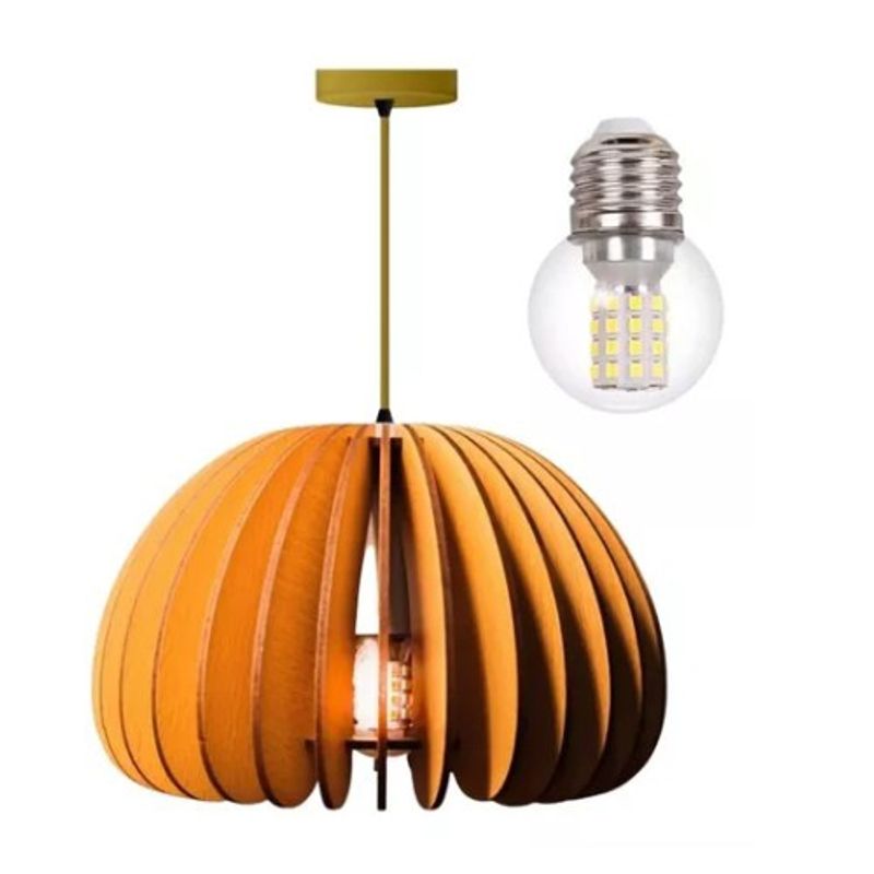 GENERICO - Lampara Techo Colgante Madera Mdf Minimalista Hogar Dorado SG103430