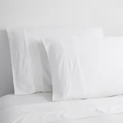 LE NUIT - Set Sábanas 600 Hilos Algodón Pima Peruano Sateen Liso Blanco 2 Pl