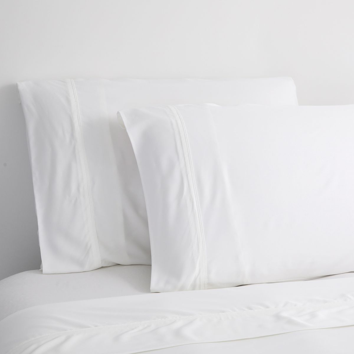 LE NUIT - Sábanas 150 Hilos  Algodón Peruano  Percale Liso Blanco 2 Plazas