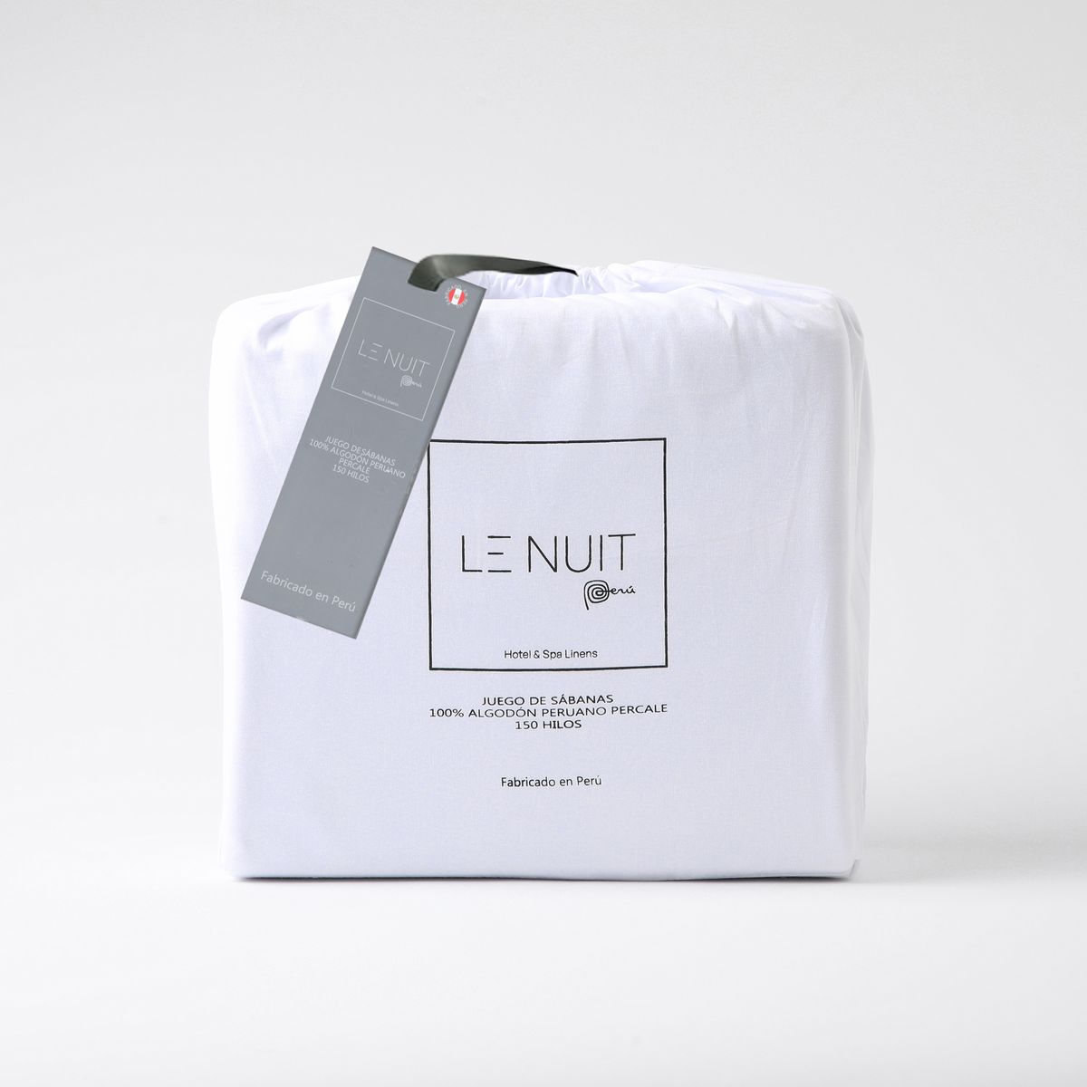 LE NUIT - Sábanas 150 Hilos  Algodón Peruano  Percale Liso Blanco 2 Plazas