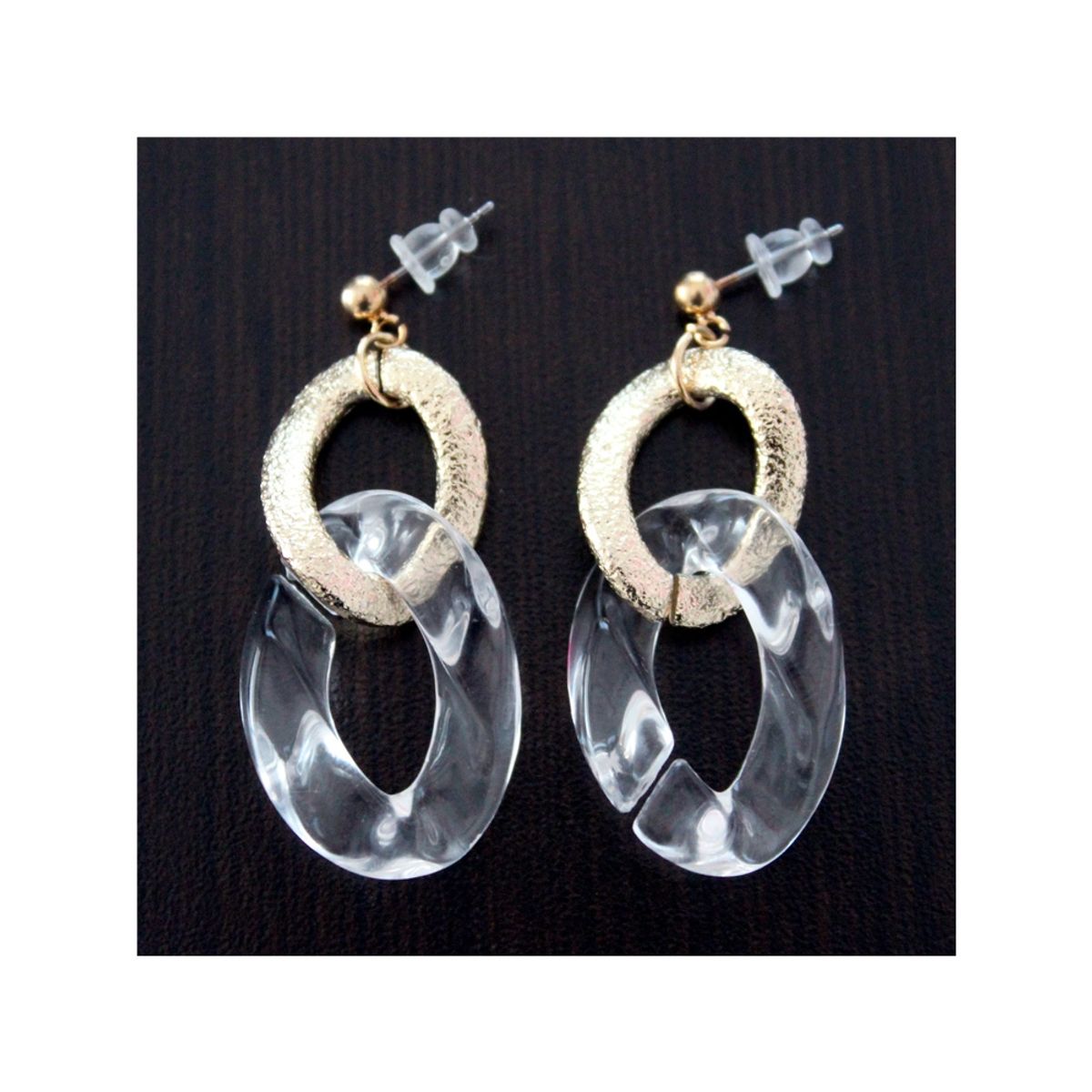 GENERICO - Aros Cascada Colgante Acero  Color Dorado