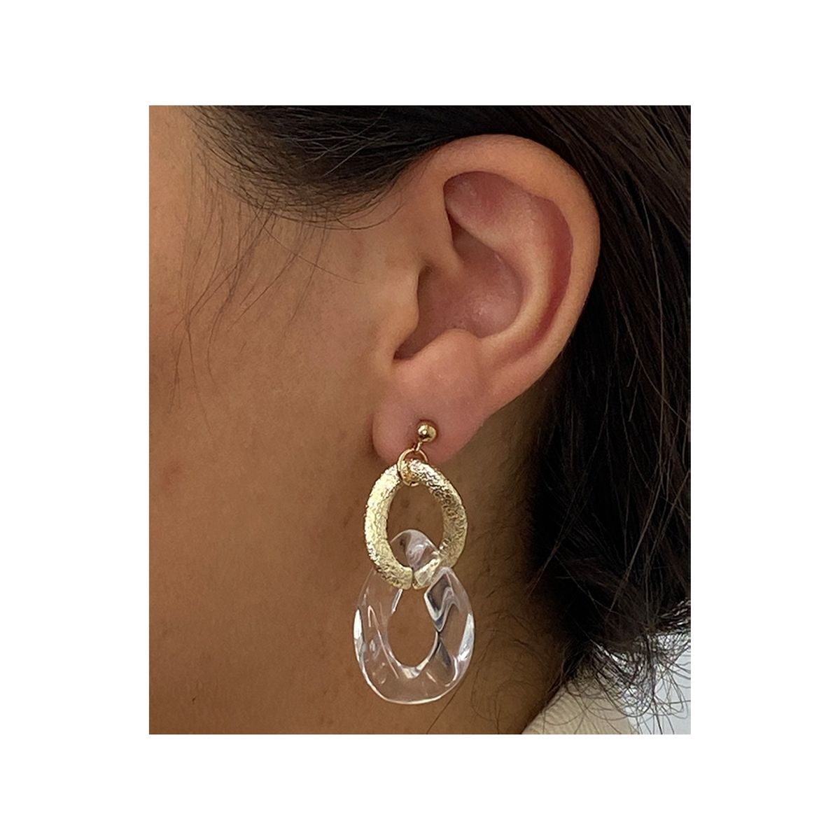 GENERICO - Aros Cascada Colgante Acero  Color Dorado