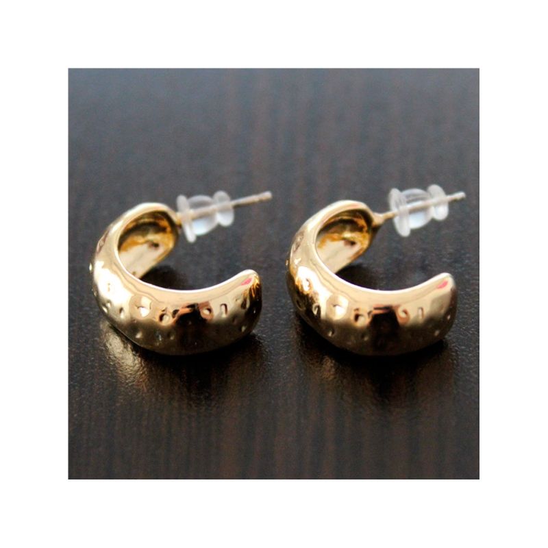 GENERICO - Aros Argollas Con Grabado Acero Color Dorado