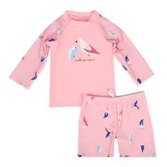 JUMP KIDS - Traje de Baño 2 piezas Manga Corta Niña Loro.
